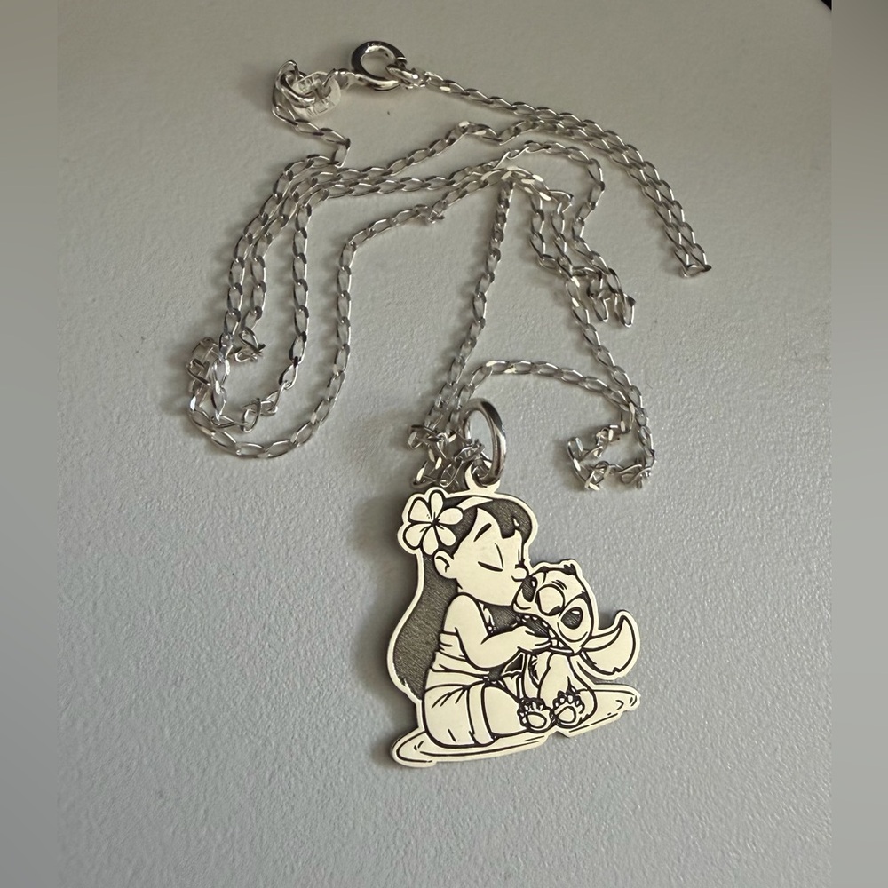 Sterling Silver 925 Lilo & Stitch Pendant Necklace